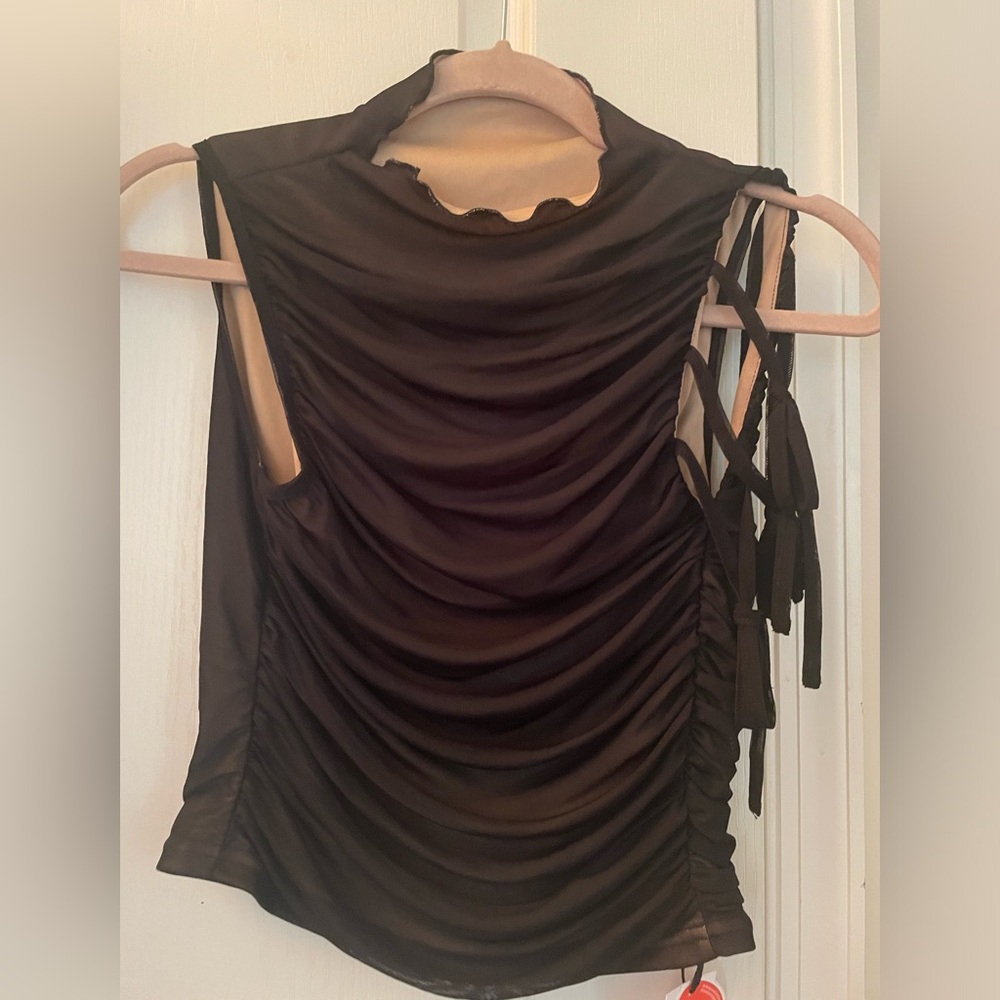 Black Mesh Sleeveless Top